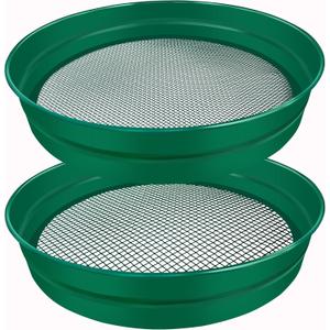 2PCS Large Soil Sifter for Gardening 14.7 inch Dirt Sifter with Garden Mat, Heavy Duty Metal Material Compost Sifter Rock Sifter for Rocks Soil Compost Filtering
