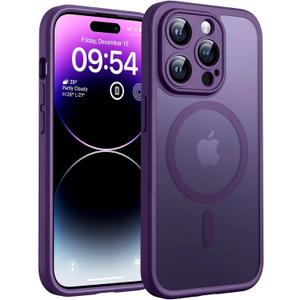 TOCOL Magnetic for iPhone 14 Pro Max Case, Upgraded Full Camera Protection, Compatible with Magsafe, Drop Protection, Translucent Matte Back Bumper Phone Cover 6.7-InchMidnight Purple