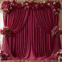 8x10FT Burgundy Backdrop Curtains for Wedding, Wrinkle Free Polyester Photography Backdrop Drapes for Baby Shower Birthday Parties Valentine's Day Stage Background Stand Decorations 4x10ft,2 Panels