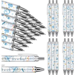 Chuangdi 24 Pcs Baby Shower Ballpoint Pens Favors Bulk Retractable Ballpoint Pen Black Ink with Baby Shower Gifts for Guests School Supply(Boy)
