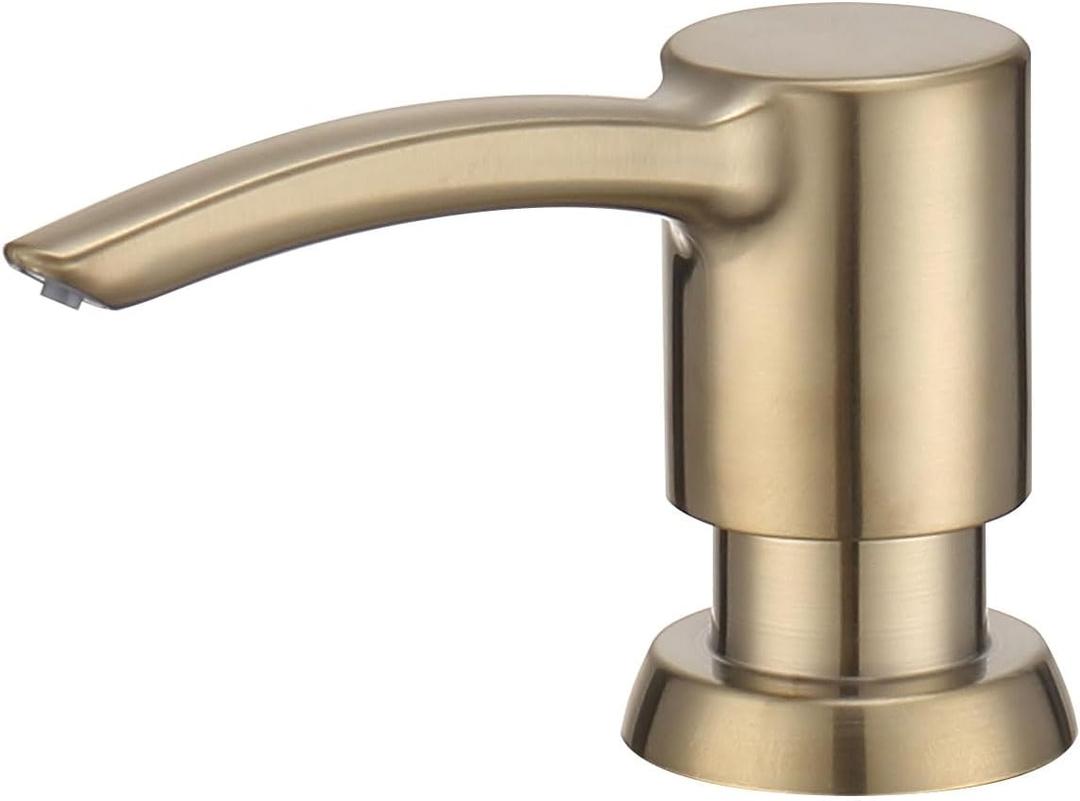 Kitchen Sink Soap Dispenser, Built in Countertop Dispenser with ABS Pump, Under Counter Refillable Bottle for Dish Soap and Hand Lotion, Brushed Gold