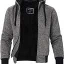 Facitisu Heavyweight Sherpa Lined Fleece Hoodie Sweatshirts for Men Winter Zip Plus Size Jacket, 3XL