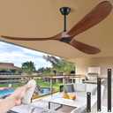 72" Ceiling Fans without Lights, 72 inch Ceiling Fan no Light, High cfm Quiet 3 Blade Wood Walnut Ceiling Fan, Large Modern Ceiling Fan with Remote, Propeller Outdoor Ceiling Fans for Patios (Dark Walnut)