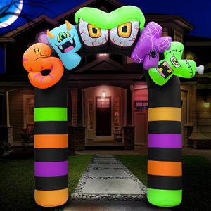 Holidayana Halloween Inflatables Large 9 ft Spooky Archway - Inflatable Outdoor Halloween Decorations Blow Up Arch Halloween Decorations for Yard, Lawn & Garden Internal Lights & Built-in Fan 