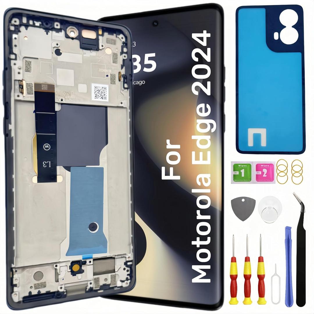 OEM Original for Motorola Moto Edge 2024 Screen Replacement for Moto Edge 2024 LCD Screen Touch Digitizer Display Pantalla with Tool kit XT2405V (with Frame)