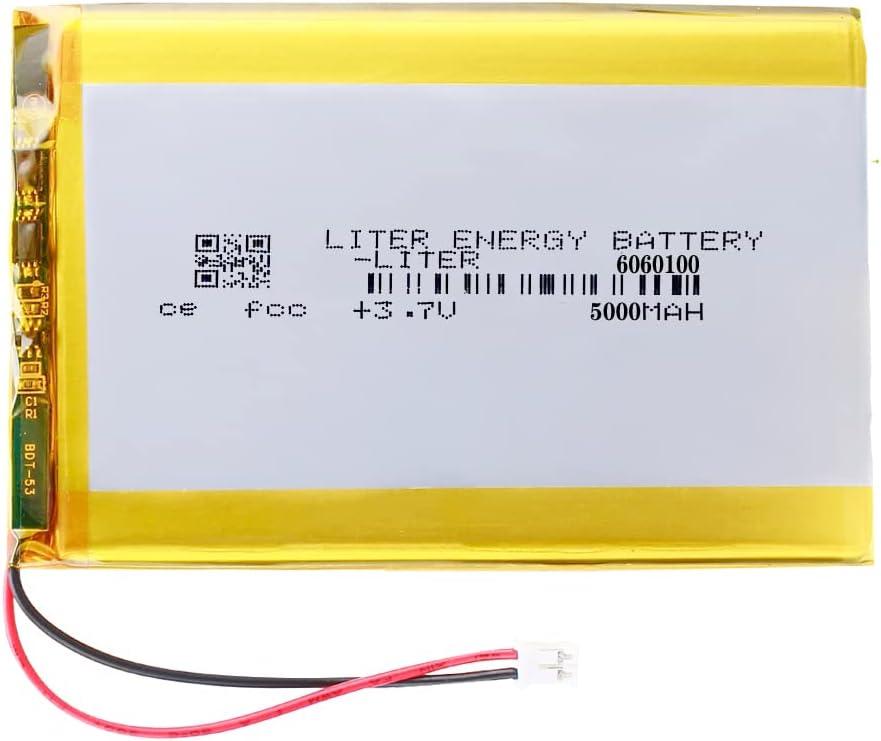 3.7V 6060100 5000mAh Lithium Polymer ion Battery Rechargeable Polymer Battery Pack with JST 2.0mm Connector