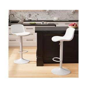 Kidol & Shellder Bar Stools Set of 2 Adjustable Swivel Counter Height Stools, Modern PU Leather Upholstered with Back Solid Color Barstools for Kitchen Island White