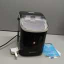 EUHOMY Nugget Ice Maker Countertop with Handle, Ready in 6 Mins, 34lbs Per Day, Removable Top Cover, Auto-Cleaning, Portable Sonic Ice Maker with Basket and Scoop, for Home/Party/RV/Camping (Black)