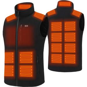 Men and Women Heated Fleece Vest with 16000 mAh Battery pack, 15 Heating Zones, Winter Electric Heating Vests (Large, Black(battery Not Included))