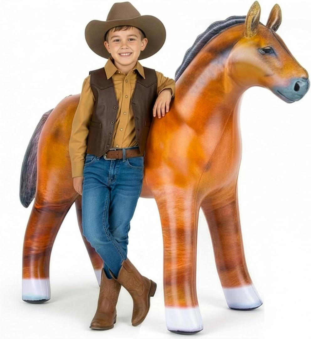 Artcreativity 38" Inflatable Horse Party Decoration, Brown Blow Up Horse, Western Party Decorations & Rodeo Party Decorations Cowboy Theme, Easter Toy for Kids