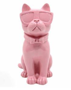 Pink Sitting Cat  With Sunglasses Figurine 8.7”