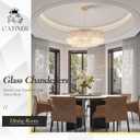 CATINER Gold Chandeliers 24Modern Crystal Glass Round Chandelier 10-Light Drum Pendant Ceiling Light Fixtures Luxury 2 Tiers Hanging Chandelier for Dining Room Foyer Living Room Bedroom