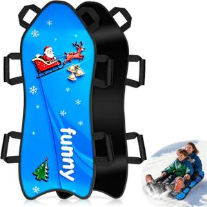 45" Large Foldable Snow SledRolled Up Portable Snow Sleds for Kids and Adult, Thickened PE Bottom Sturdy Fabric Stitching Winter Sleds with Handles for Stable Control, Fits 2 Children or 1 Adult