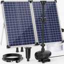 POPOSOAP 70W Solar Pond Pump,Solar Fountain Pump 580GPH Adjustable Flow, Outdoor Solar Water Pump with 17Ft+10Ft Cord & 6.6Ft PVC Tubing for Ponds, Fountain Waterfall & Backyard Decor