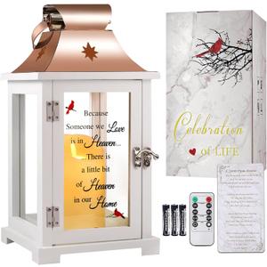 Memorial Lantern, Sympathy Gifts for Loss of Mom/Dad/Loved One, Bereavement Gifts, in Memory of Loved One Lantern,Celebration of Life, Memorial Gifts, Funeral Lantern,Because we Love is in Heaven