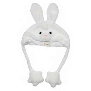 Deletoys Animal Plush Hat with Moving Jumping Ears Pop Up Beating Hat Plush Cosplay Dress Up Funny Gift for Kids Adult, Cute Rabbit