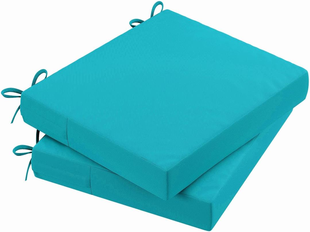AAAAAcessories Outdoor Seat Cushions for Chairs, Waterproof, Fade-Resistant Patio Furniture Replacement Cushions, 18.5" x 16" x 3", Set of 2, Turquoise
