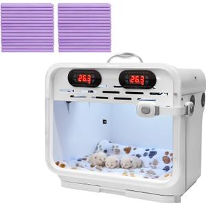 Intelligent Constant Temperature Puppy Incubator - Portable Pet Brooder for Puppies, Kittens, Birds & Small Mammals, Quiet Air-Warming Kitten Incubator with Dual Thermostat Control