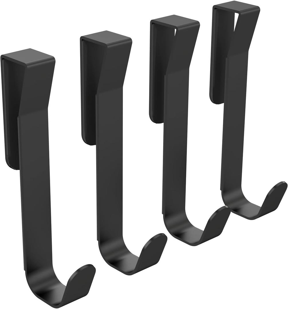 Shower Towel Hook, 4 Pack Shower Door Hooks for Bathrooms Over Frameless Glass Shower Door 0.47" (12 mm) Stainless Steel, Matte Black