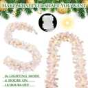 Hotop 9 ft Faux Spruce Artificial Christmas Garland LED Warm Pine Prelit Battery Operated Lighted Garland for Seasonal Indoor Home Fireplace Mantle Tree Stair Decor(4 Pcs,White) (12 x 12 x 108 inch - White)