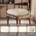 Indoor Dining Chair Cushions Set of 6 Kitchen Chair Pads with Ties Tufted Seat Cushion with Anti-Slip Backing 17"X16"X3" Cream