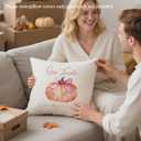 Fall Thanksgiving Pumpkin Pillow Cover 18x18 Inch Double-Sided, Biblical Verse Christian Home Decor, Gift for Church & Bible Study Group