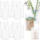 12 Set Clear Plastic Cylinder Vases (4pcs Each: 4", 6", 8")  Decorative Centerpiece Vase for Flowers, Floating Candles, Wedding & Home Dcor