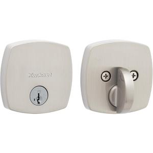 Kwikset Midtown Deadbolt Lock, Satin Nickel Modern Exterior Keyed Front Entry Door, Pick Resistant SmartKey Rekey Security, Single Cylinder Dead Bolt, with Microban Protection