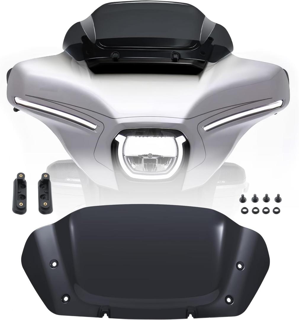 10" Wave Windshield Windscreen Wind Splitter fits for Harley Touring Street Glide FLHX 2023-2024, CVO Street Glide FLHXSE 2023-2024 (Black)