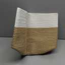 Dahey Jute Spliced Cotton Rope Plant Basket Modern Woven Storage Basket for 12" Floor Indoor Planter, Decorative Flower Pots Cover Laundry Bin with Handle Rustic Home Decor, White and Beige