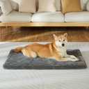 LIORCE Dog Crate Pad - Dog Bed Large Sized Dogs with Removable Washable Cover and Waterproof Lining - Memory Foam Pet Bed for Crate - Reversible Kennel Mat (Cool & Warm), 36-inch, Grey