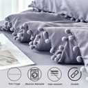 PERFEMET 5-Piece Purple Bed in A Bag Queen Size Boho Cute Grayish Purple Pom Pom Comforter Set with Sheets Soft Lightweight Girls Bedding Set(Grayish Purple, Queen)