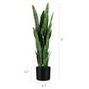 KOL 3ft Artificial Snake Plant, Fake Sansevieria Potted Plants, 32 Thick Lifelike Faux Leaves, Indoor Home Office Decor, Mother-in-Law Tongue Houseplant, 35in, Green (1-Pack)