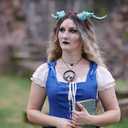 Scarlet Darkness Renaissance Costume Women Peasant Medieval Dress Short Sleeve Maxi Fairy Dresses with Pockets, 2XL