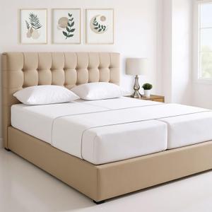 THREAD SPREAD 100% Egyptian Cotton Split King Sheets Sets for Adjustable Bed - 1500 Series Split Top King Sheets (5 PC, White), Silky Soft, Sateen Weave, Cooling & Breathable, 17" Deep Pocket Bed Set