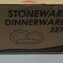 E-far Stoneware Dinnerware Sets for 4, 12 Pieces Reactive Glaze Plates and Bowls Sets, Elegant Dishes with Rustic Terracotta Base, Dishwasher & Microwave Safe, Scratch Resistant, Glacier White