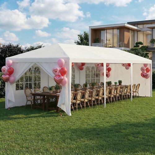 HOTEEL 10x30 FT Party Tent Outdoor Canopy Tents for Parties with 8 Removable Sidewalls, Carpas para Fiestas Waterproof for Gazebo Large Backyard Shelter Patio Wedding Events BBQ