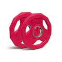 SPART Color Coded Weight Plate 2-Inch Rubber Coated Olympic Grip Plate for Barbell, Solid Cast Iron Weight Plates for Strength Training, Weightlifting, Crossfit, Home Gym, 2.5LB, Pair