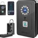 SFW New Smart Lock Boxes, Fingerprint Key Box Bluetooth Key Box with App Control & Passcode, Waterproof Wall Mounted & Door Hanging Security Lock Box (Fingerprint Unlock)