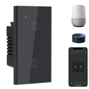 BSEED Smart Light Switch,2 Gang WiFi Touch Switch with Smart Life APP Control and Timing Function,Black Single Pole Switches Work with Amazon Alexa,Google Assistant -(3 Way) Multi-Control Association
