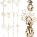 Thyle 13 Pcs Wooden Wildflower Flower Vase Laser Cut DIY Crafts Wooden Flowers Jigsaw Vase for Memorial Home Decoration Birthday Lover Gift Desktop Decoration