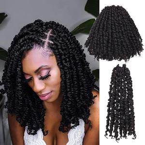 10 Inches 8 Packs Pre Looped Pretwisted Passion Twist Crochet Hair for Black Women and Kids-Natural Black,Soft Hair Extensions Braided by Synthetic Spring Kinky Twist Bohemian Curls(10"-8 Packs,1B)