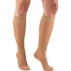 Truform Sheer Compression Stockings, 15-20 mmHg, Women's Knee High Length, 20 Denier, Beige, X-Large