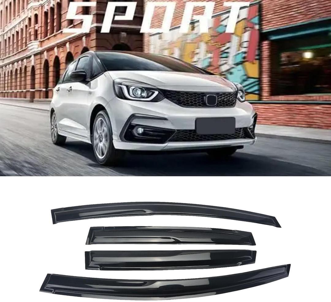 Window Visor with 2009-2014 Honda FIT 4 Door Rain Guards Outside Mount Sun Rain Wind Guards Window Visors for Cars, Vent Deflector 4 pcs 94129