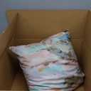 Signature Design by Ashley Lauretwood Contemporary Machine Washable Astract Watercolor Design Accent Pillow with Zipper Closure, Pink & Green, Square