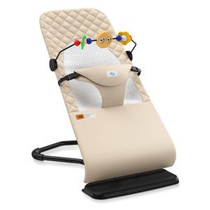 Bouncer Seat for Babies 0-12 Months, Baby Bouncer for Breathable and Comfortable Cushion, Three Height Adjustments, Baby Rocker Portable Folding and Detachable, Ergonomic Baby Seat (Brown beige)