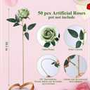 50 PCS Green Roses Artificial Flowers, Fake Roses with Stem Realistic Silk Roses for DIY Wedding Bouquets Tables Centerpieces Arrangements Baby Shower Birthday Home Decor Valentine's Day Gift for Her