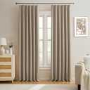 KEQIAOSUOCAI Pinch Pleated Window Curtain Panels 156 Inches Long Light Blocking Solid Ceiling Floor Pleated Curtains Hooks Track Privacy Memory Shape Drape for Living Room,Khaki,40x156, Set of 2