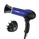 Conair 1875 Watt Fast Dry Hair Dryer, Lightweight Blow Dryer with Diffuser & Concentrator, 2 Heat/Speed Settings, Blue/Black, 146NXL