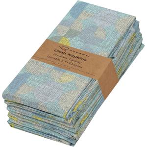 RUVANTI Cloth Napkins Set of 6 Cotton 100%, 18x18 Inches Napkins Cloth Washable, Soft, Absorbent. Cotton Napkins for Parties, Christmas, Thanksgiving, Weddings, Dinner Napkins Cloth - Quarterly